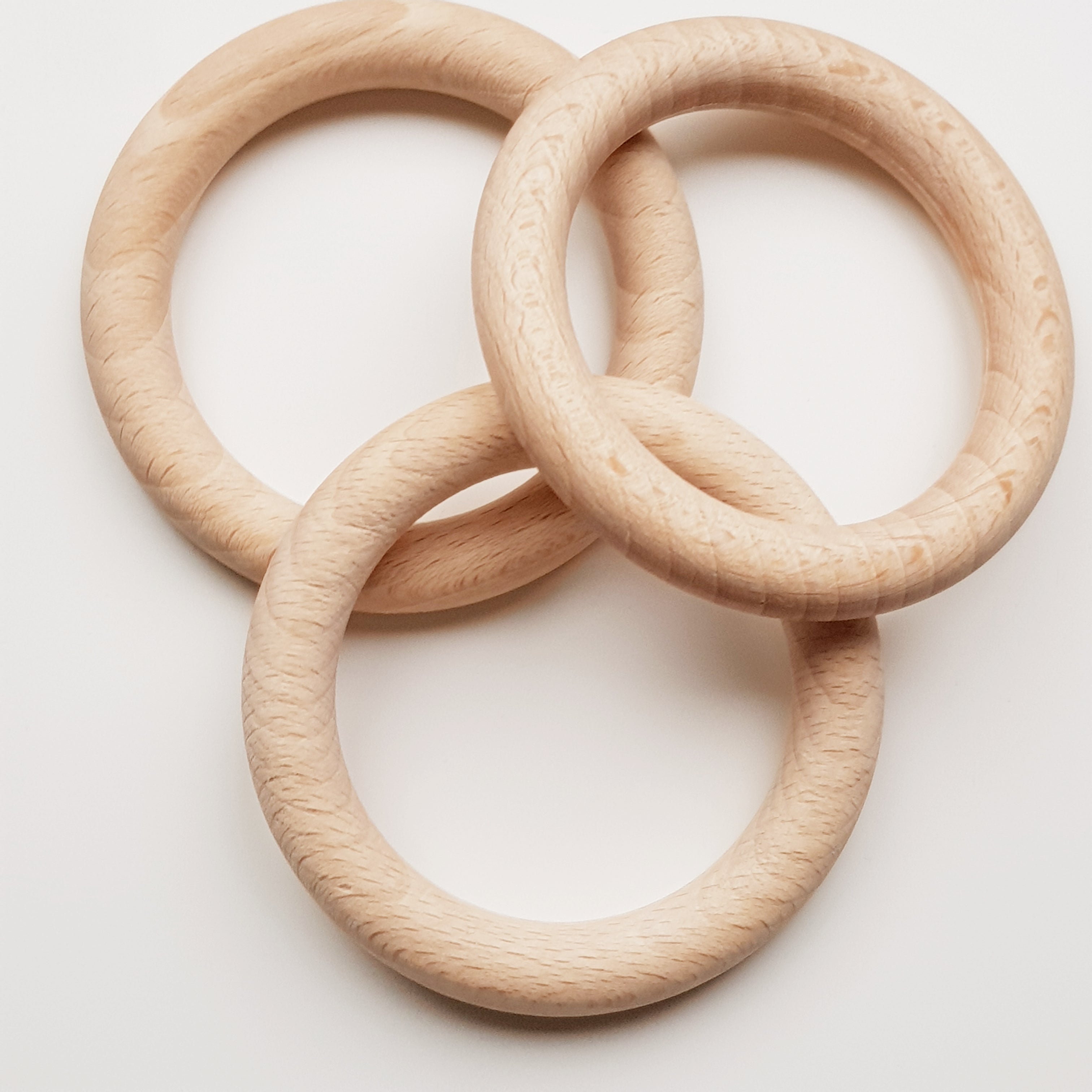 Natural Eco Beech Wood Rings - 70mm (10mm thickness) - Eco Bebe NZ
