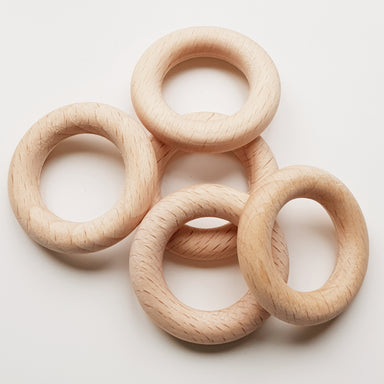 Natural Eco Beech Wood Rings - 34mm - Eco Bebe NZ