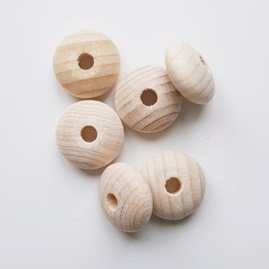 Natural Eco Wooden Lentil Beads - 16mm - Eco Bebe NZ