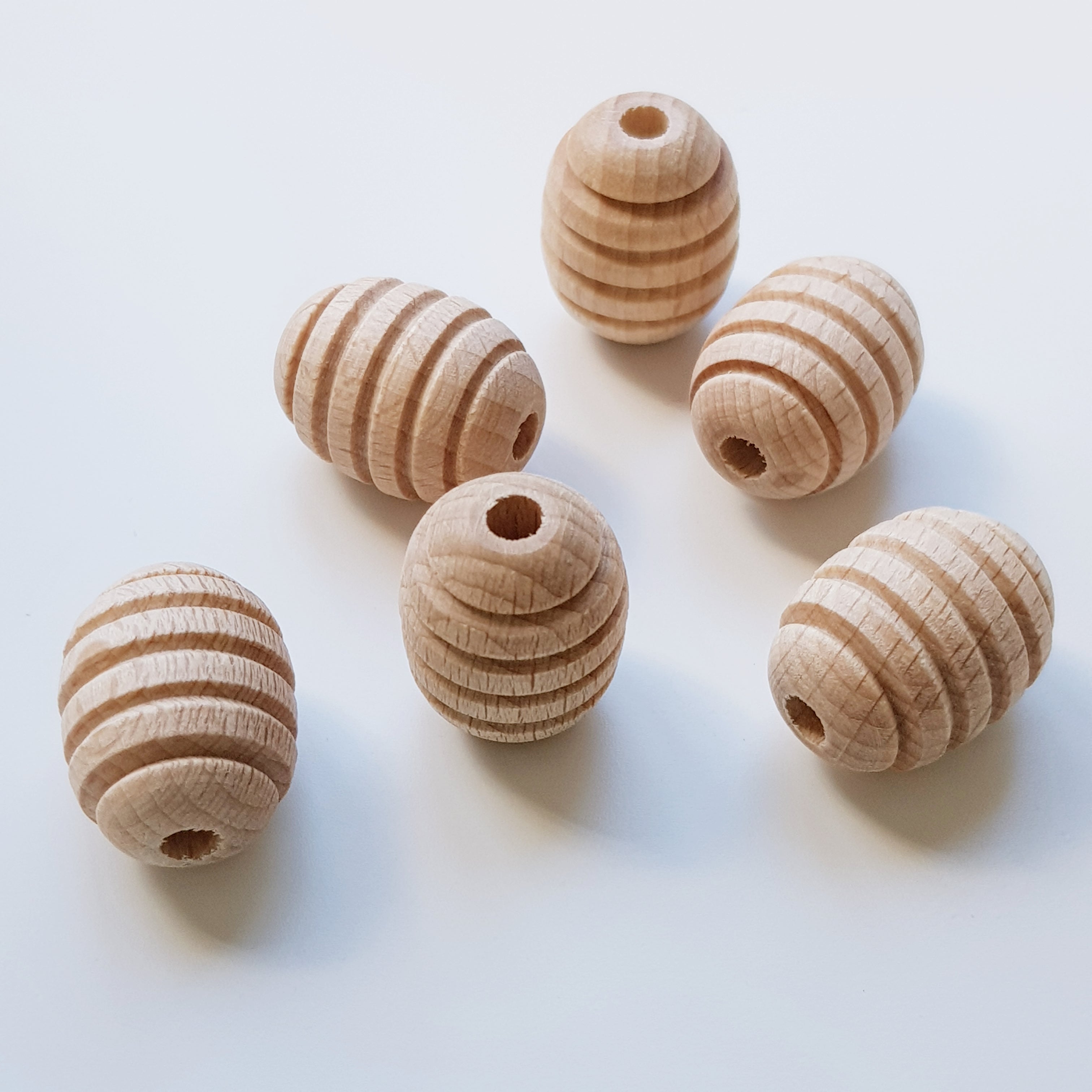 Natural Eco Wooden Beehive Beads - 21mm - Eco Bebe NZ