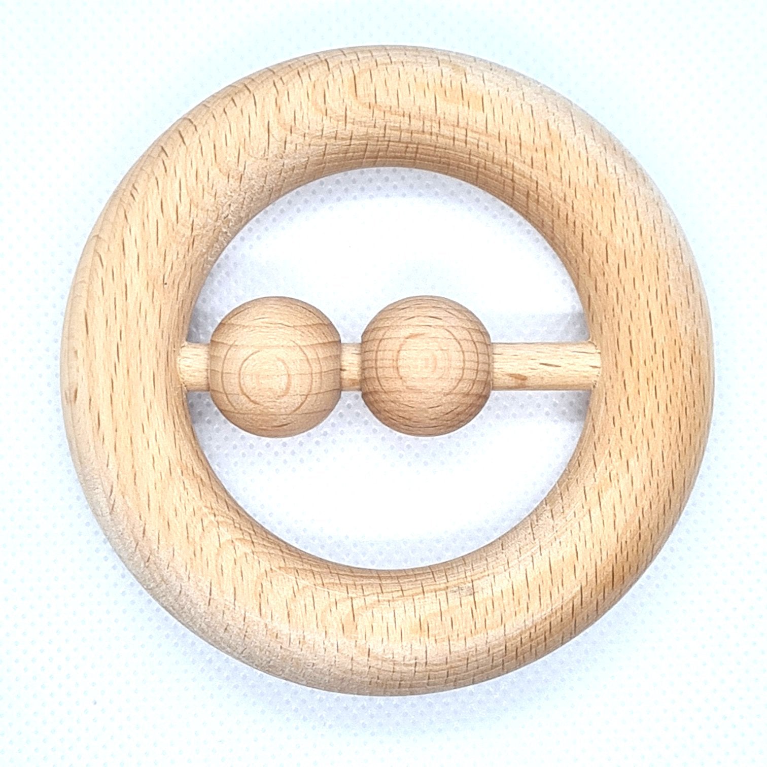 Wooden rattle with 2 beads