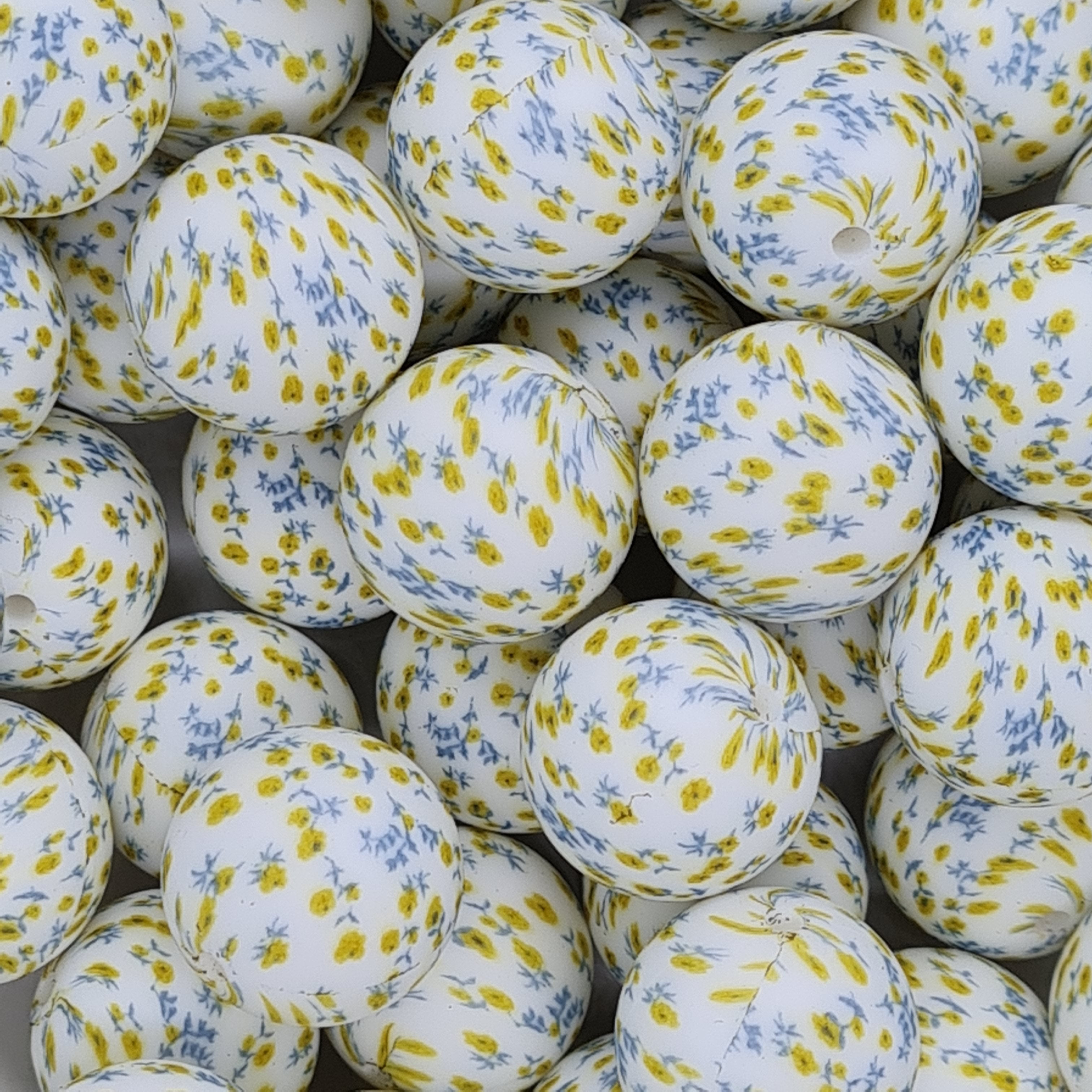Printed 19mm round beads
