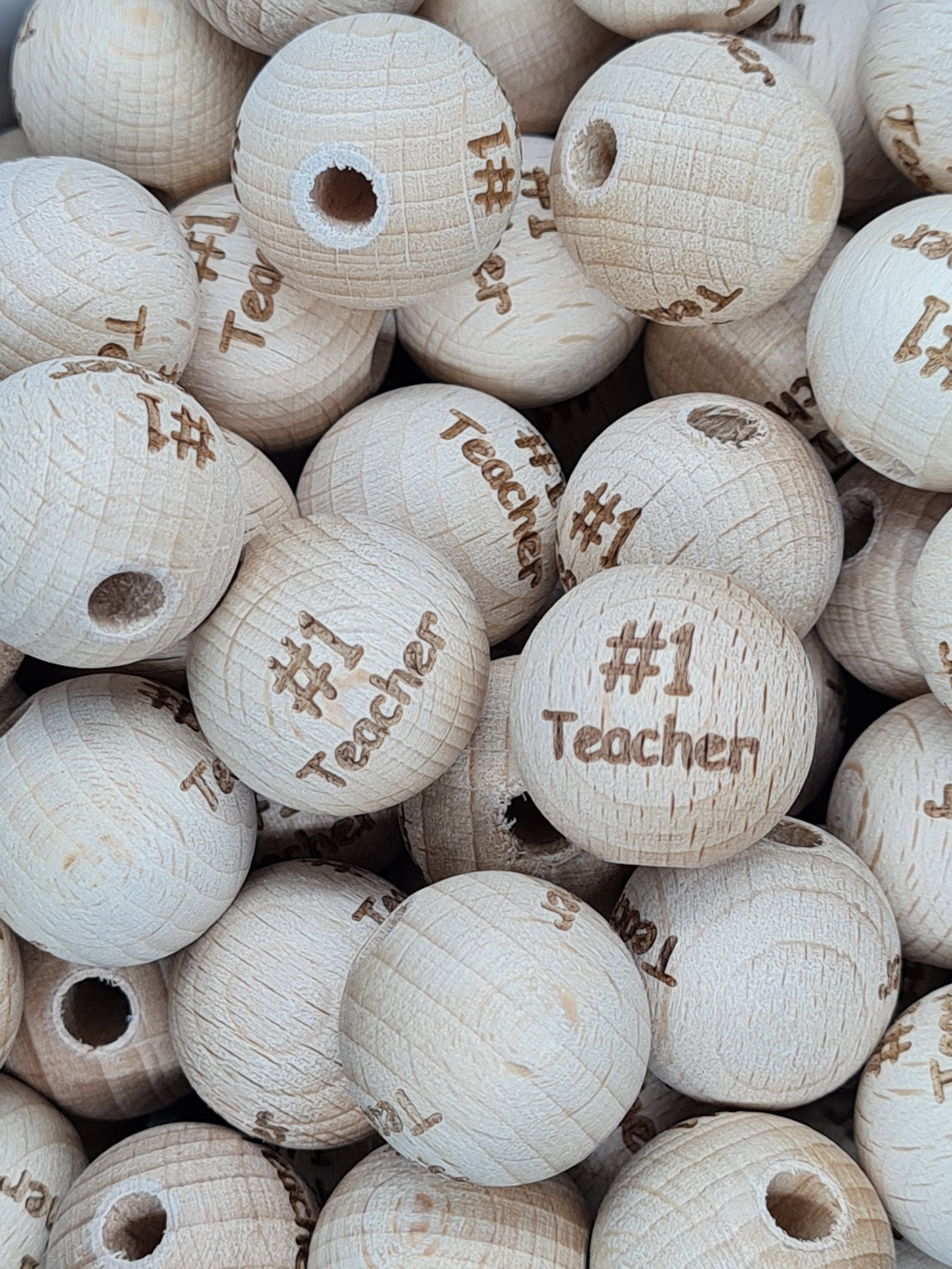 #1 teacher | Natural Eco Wooden Beads - 20mm